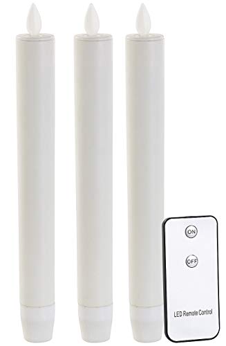 Lunartec LED-Stabkerze mit beweglicher Flamme und Fernbedienung, weiß, 3er-Set von Lunartec