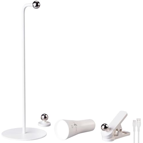 Lunartec Zubehör zu Tischlampe Akku dimmbar: 4in1-Akku-Tisch-, Wand-, Klemm- und Taschenlampe, 3 Leuchtmodi, weiß (Schreibtischlampe LED dimmbar, Bilderlampen, Tischleuchte Batterie) von Lunartec