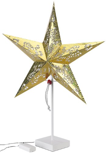 Lunartec Tischlampe Stern: Deko-Tischleuchte in Sternform, gold (Lampe in Sternform, LED Tischleuchte Stern, Weihnachtsstern beleuchtet) von Lunartec
