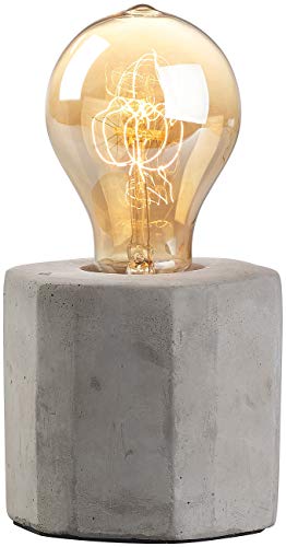 Lunartec Deko Tischleuchte: Dekorative Beton-Tischleuchte mit gewölbter Vintage-Schmucklampe (Betonlampe, Tischlampe Deko, LED Wohnzimmerleuchten) von Lunartec