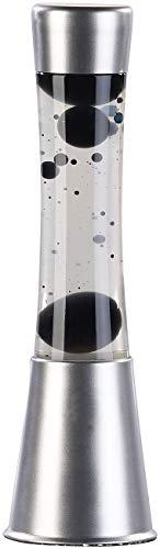 Lunartec Nachtischlampe: Lavalampe, klare Flüssigkeit, schwarzes Wachs, Glas, Alu, kindersicher (Lavalampe Retro) von Lunartec