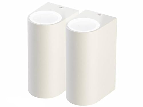 Lunartec Up and Down Lampe LED: 2er-Set Runde Up- & Down-Wandleuchte, 2x GU10-Fassung, IP44, Alu, weiß (and Lampe außen GU10, Außenlampen, Bewegungsmelder) von Lunartec