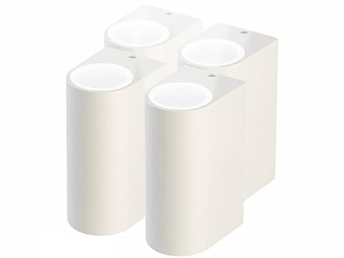 Lunartec Up & Down-Lampe: 4er-Set Runde Up- & Down-Wandleuchte, 2x GU10-Fassung, IP44, Alu, weiß (and Lampe innen GU10, Treppenhauslampen, Bewegungsmelder) von Lunartec