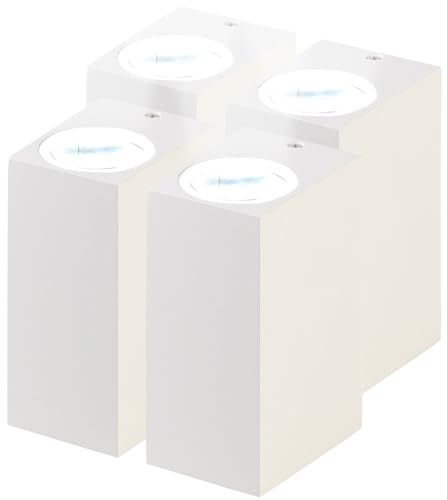 Lunartec Up and Down Lampen: 4er-Set Eckige Up-/Down-Wandleuchte, 2x GU10-Fassung, IP44, Alu, weiß (Wandleuchte Badezimmer, Bad, Lampe mit Bewegungsmelder) von Lunartec