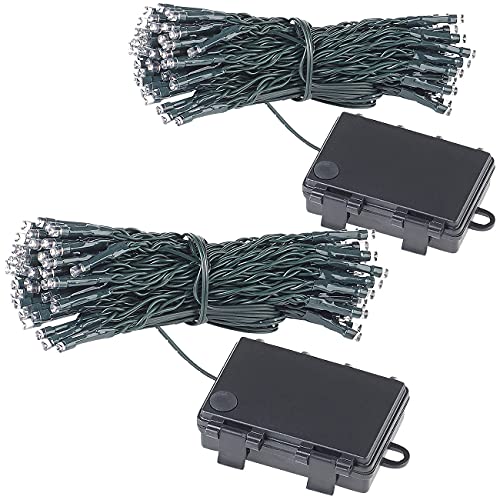 Lunartec Weihnachtslichterkette: 2er-Set LED-Lichterketten mit 100 LEDs, Timer, Batterie, warmweiß, 10m (Lichterkette Outdoor Batterie, Lichterkette batteriebetrieben) von Lunartec