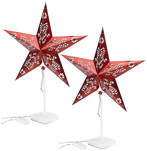 Lunartec Led Stern: Deko-Tischleuchte in Sternform, rot, 2er-Set (Sternlampe, Stern Weihnachten, Weihnacht) von Lunartec
