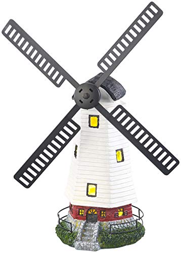 Lunartec Windmühle Garten: Solar-Deko-Windmühle mit drehendem Windrad & LED-Licht, 8-Stunden-Akku (für Garten mit Solar, Windrad mit LED Beleuchtung, Solarbeleuchtung) von Lunartec