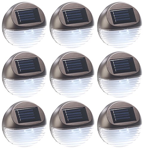 Lunartec Zaunbeleuchtung: 9er-Set Solar-LED-Zaunleuchte für Hauswand & Treppe, Lichtsensor, IP44 (LED Gartenzaun Beleuchtung, Solar Zaun Beleuchtung, Solarlampen außen) von Lunartec