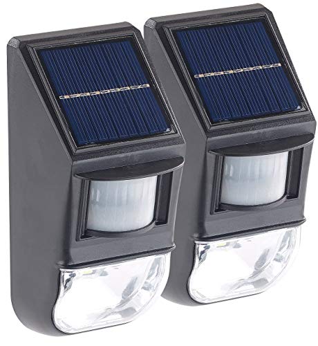 Lunartec Solar-Beleuchtung Garten: 2er-Set LED-Solar-Wandleuchten, Dämmerungs- & PIR-Bewegungssensor (Außenlampen Solar Bewegungsmelder, Lampen Bewegungsmelder außen Solar) von Lunartec