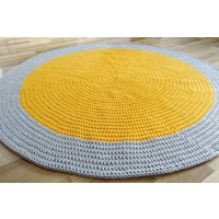 Gelber Häkelteppich Handgemachter Teppich Aus Baumwolle von Lunarug