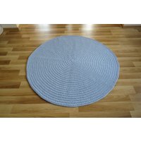 Handgefertigt Gehäkelter Runder Teppich Baby Blau Baumwolle Kinderzimmer Dekor von Lunarug