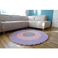 Teppich Für Mädchen, Rosa Mit Gewellten Kanten, Kinderteppich, Handgemachter Babyzimmer, Waschbarer von Lunarug