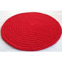 Roter Gehäkelter Runder Teppich, Teppich Für Jungen Und Mädchen, Badezimmerteppich, Unter Den Weihnachtsbaum von Lunarug