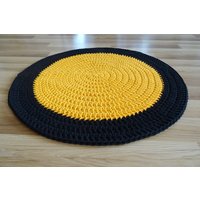 Kleiner Runder Teppich, Moderner Teppich Aus Baumwolle, Rund, Gelber von Lunarug