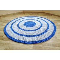 Runder Blauer Häkelteppich Aus Baumwolle von Lunarug