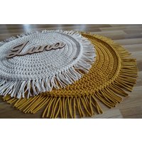 Teppich Rund Boho, Kinderteppich, Kinderzimmer Deko Teppich Mit Fransen, Kinderteppich Rund, Kinderzimmer, Beige von Lunarug