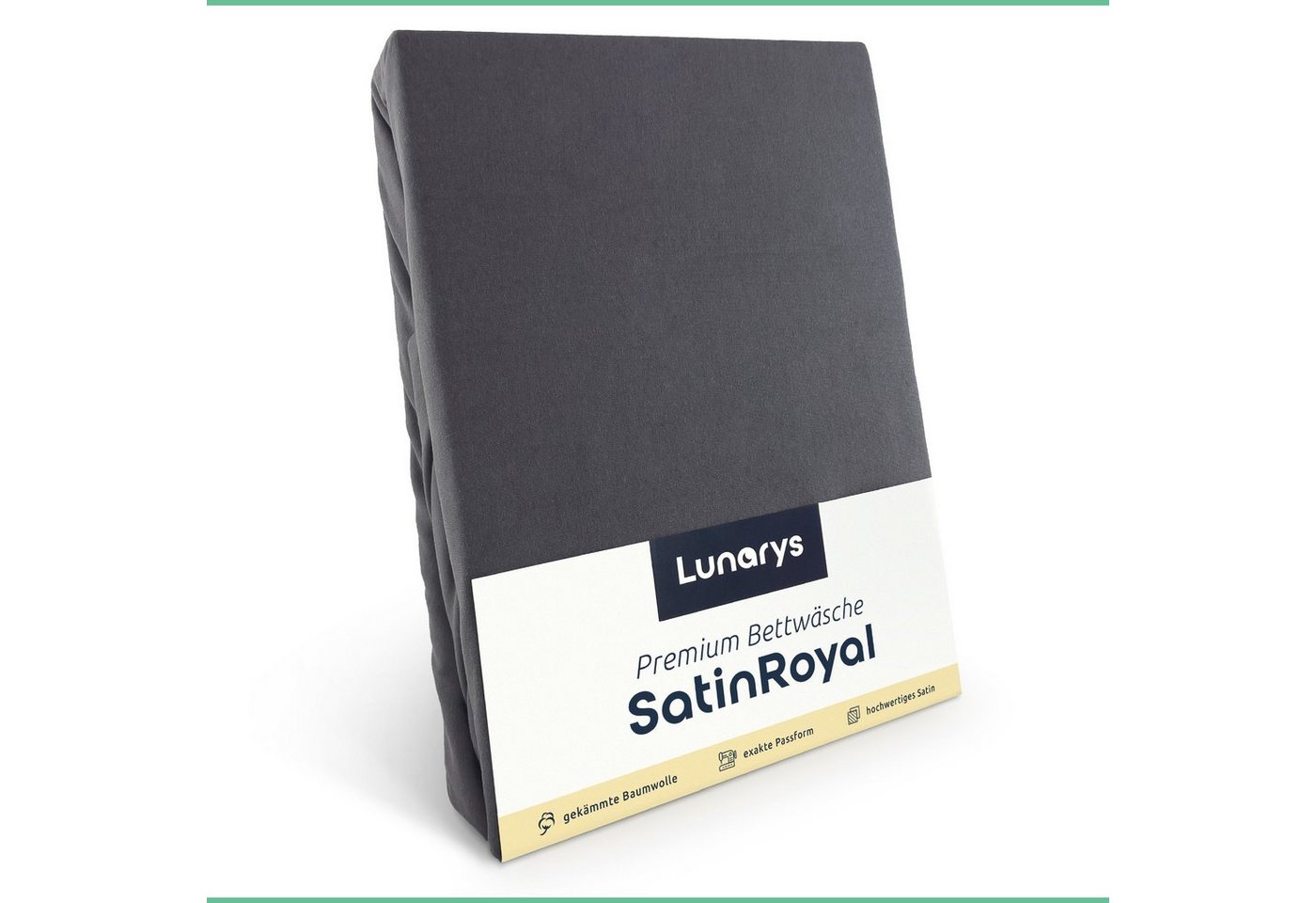 Bettwäsche SatinRoyal, Lunarys, Luxus Satin Bettwäsche - 160 g/m² - Anthrazit - 200x220 cm - 3-teilig von Lunarys