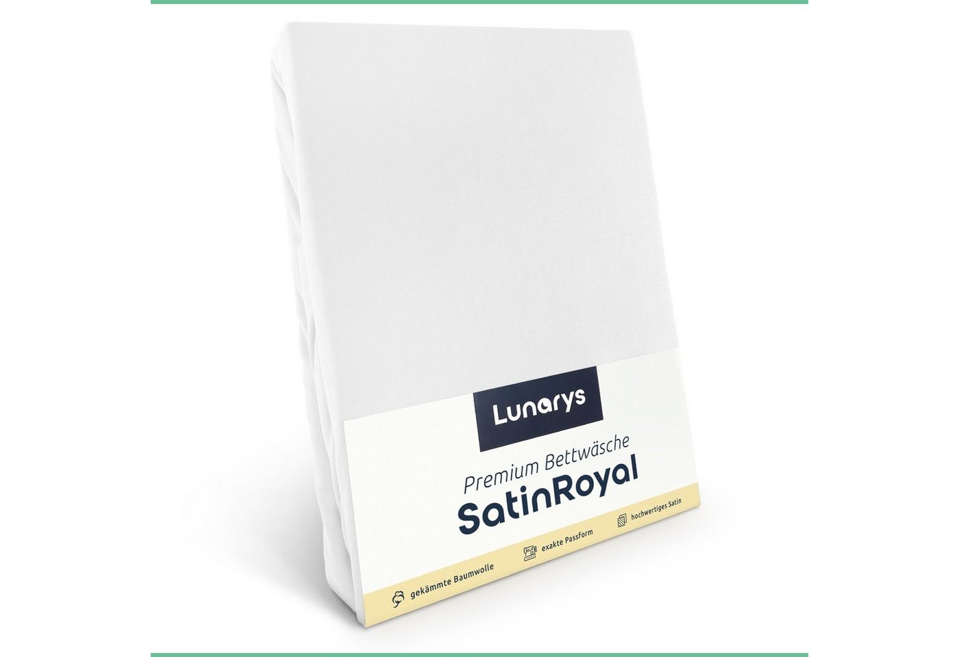 Bettwäsche SatinRoyal, Lunarys, Luxus Satin Bettwäsche - 160 g/m² - Weiß - 200x220 cm - 3-teilig von Lunarys