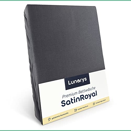 Lunarys SatinRoyal Bettwäsche Set - Uni Anthrazit - 140x200 cm mit 1 x 80x80 cm Kissenbezug - Premium Luxus Satinbettwäsche - dichter und hochwertiger Stoff 160 g/m² - 100% feinste Baumwolle von Lunarys