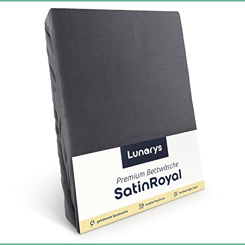 Lunarys SatinRoyal Bettwäsche Set - Uni Anthrazit - 200x200 cm mit 2 x 80x80 cm Kissenbezug - Premium Luxus Satinbettwäsche - dichter und hochwertiger Stoff 160 g/m² - 100% feinste Baumwolle Lunarys SatinRoyal Bettwäsche Set - Uni Anthrazit - 200x200 cm mit 2 x 80x80 cm Kissenbezug - Premium Luxus Satinbettwäsche - dichter und hochwertiger Stoff 160 g/m² - 100% feinste Baumwolle von Lunarys