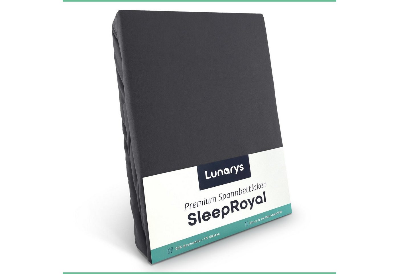 Spannbettlaken SleepRoyal, Lunarys, Jersey-Elasthan, Gummizug: rundum, (1 Stück), 90x200 cm, 250 g/m², extrem hochwertig, Luxus Multi-Stretch Laken von Lunarys