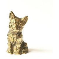 Messing Fuchs Cub Pup Kit Baby Vixen Tod Schwere Vintage Ornament Retro Gold Metall Mcm Figur Büro Schreibtisch Studie Mantel Bauernhaus Landhaus von LunasaMoonVintage