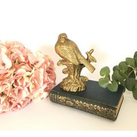 Vintage Messing Vogel Auf Einem Ast Ornament Figur Statue Chubby Spatz Vogelliebhaber Geschenk Altar Totem Messingguss Retro Dekor Boho Geburtstag von LunasaMoonVintage