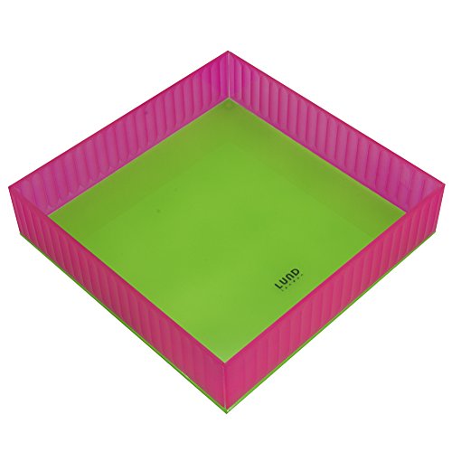 LUND LONDON Neon groß, Rosa und Grün aus Glas Tablett 25 x 25 cm von Lund London