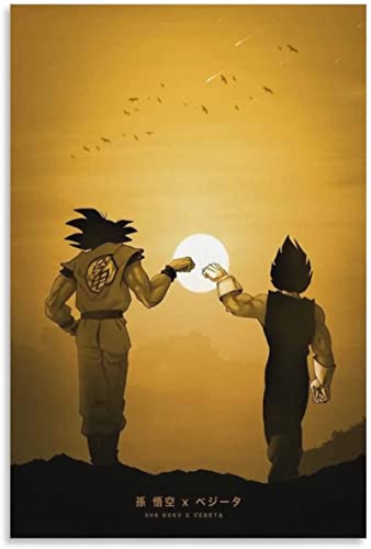 Lunderliny Leinwanddruck Dragon Ball Goku Vegeta Anime Poster Bild Leinwand Innenbilder Drucke Wandkunst 40x60cm Ungerahmt von Lunderliny