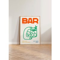 Küchen Poster Wandkunst, Bar Schild, Retro Print, Cocktail Illustration Poster, Hausbar Dekor, Handgezeichnete Prints von LuneClub