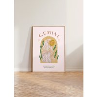 Zwillinge Sternzeichen Druck, Poster, Geschenk, Astrologie Wandkunst, Zwilling Kunst, Geschenk Für Sie, Rosa von LuneClub