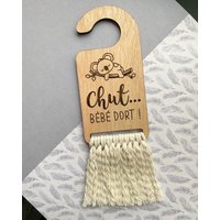 Türplakat "Chut Baby Schläft" Koala, Holz Und Makramee von LunefulleCreations