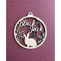 Weihnachtskugel, Personalisierter Hasen-Gedenkschmuck in Form Einer Kugel Mit Vornamen von LunefulleCreations