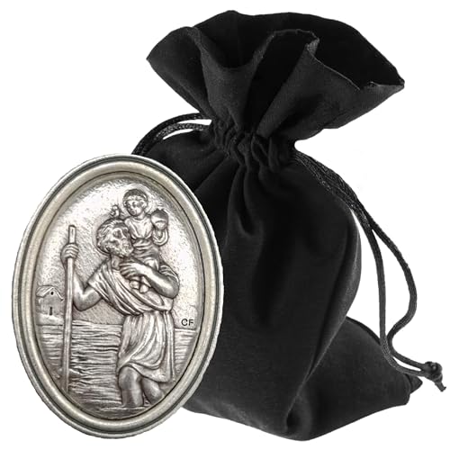 LUNEXUS Christopherus Auto Magnet 4,8 x 2,8 cm - Heiliger Christophorus Plakette - gesegnet - Schutzpatron Autofahrer - Magnet mit Seilprägung - Glücksbringer für Auto, Motorrad & Wohnmobil von Lunexus