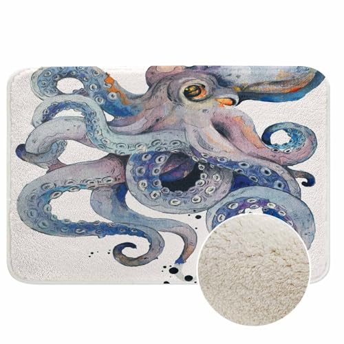 Lungtao Octopus Badteppiche für Badezimmer, Aquarellmalerei, langlebiger Flanell-Badteppich, Abstandsmatten für Vorwaschraum und Küche, Dekoration, Carpt waschbar, 40 x 60 cm Lungtao Octopus Badteppiche für Badezimmer, Aquarellmalerei, langlebiger Flanell-Badteppich, Abstandsmatten für Vorwaschraum und Küche, Dekoration, Carpt waschbar, 40 x 60 cm von Lungtao