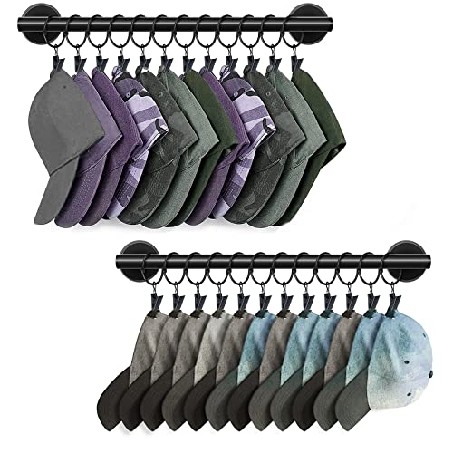 Lunies Hutablage für die Wand mit 24 Haken, Hut-Organizer für Baseballkappen, Kappen-Organizer, Kleiderbügel, Hutaufhänger für Schrank, schwarzer Huthalter mit Clips, 2 Stück Lunies Hutablage für die Wand mit 24 Haken, Hut-Organizer für Baseballkappen, Kappen-Organizer, Kleiderbügel, Hutaufhänger für Schrank, schwarzer Huthalter mit Clips, 2 Stück von Lunies