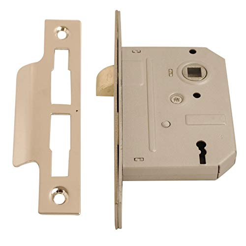 Lunn Hardware Verchromtes 3-Hebel-Vorreiberschloss mit 2 Schlüsseln, 6,3 cm Größe. von Lunn Hardware