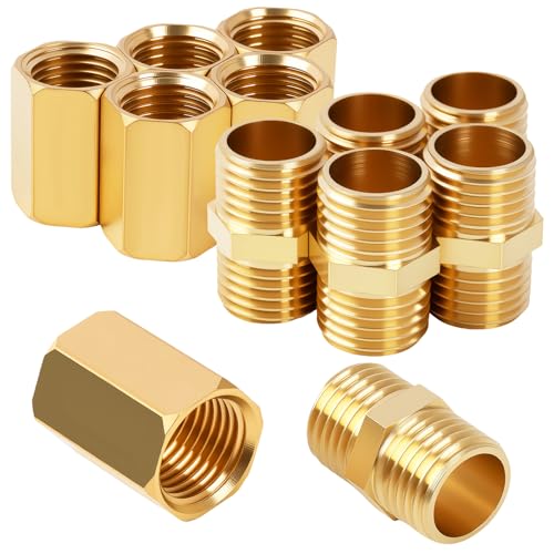 12PCS 1/4" bis 1/4" Innen und Außengewinde BSP Gewinde Messing, Doppelnippel 1/4 Zoll und Muffe 1/4 Zoll für Wasserrohr, Gasschlauch Verbinder, Rohrverbindung, Innen-Außengewinde, Sechskant Kupplung 12PCS 1/4" bis 1/4" Innen und Außengewinde BSP Gewinde Messing, Doppelnippel 1/4 Zoll und Muffe 1/4 Zoll für Wasserrohr, Gasschlauch Verbinder, Rohrverbindung, Innen-Außengewinde, Sechskant Kupplung von Lunpoem