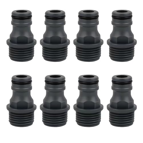 8 PCS Schlauchverbinder Gartenschlauch Kupplung G1/2 Außengewinde, G1/2 Außengewinde Wasserhahn Anschluss, Schlauchanschluss 1/2 Zoll für Gartenschlauch, Badezimmer, Gartenbewässerung aus robustem ABS von Lunpoem