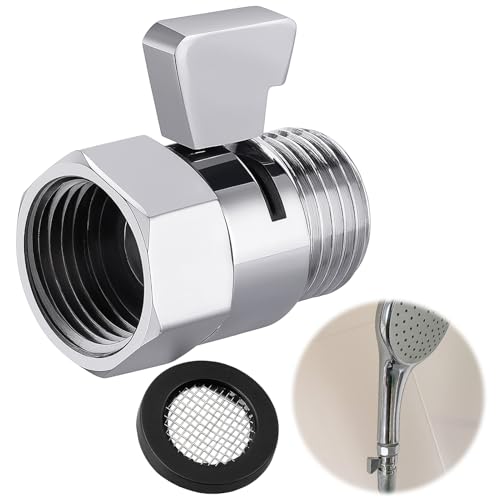 K1140B3-CH Shower Head Shut-Off Valve Angle Valve Water Shut-off 1/2 Inch, Dusche Absperrventil mit G 1/2 Innen- & Außengewinde, Duschkopf Ventil für Handbrause, Duscharm & Brauseschlauch von Lunpoem