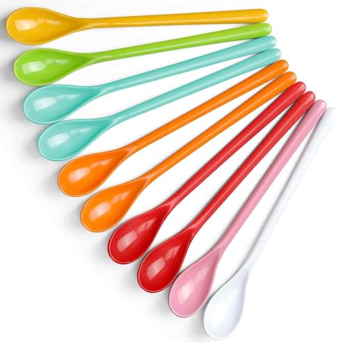 10 Stück Kaffeelöffel, langer Plastiklöffel, wiederverwendbarer Plastik Eierlöffel, langer Eislöffel, Joghurtlöffel, Marmeladenlöffel, Cocktaillöffel, langer Teelöffel von Lunpog