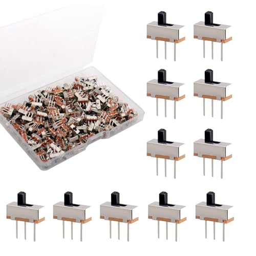 100 Stück Mini Schiebeschalter,PCB Panel,DIY 3 Pin 2 Positionen Panel Schiebeschalter,Vertikal Schiebeschalter, Löten Schalter(3 mm) von Lunpog