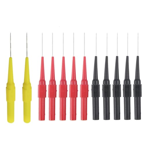 12 Stück Testsonde Multimeter Prüfsonde 0.7 mm Piercing Nadel Sonde Multimeter Messleitung Sonde Isolationspiercing Probe für Professionellen Messung(Rot, Schwarz, Gelb) von Lunpog