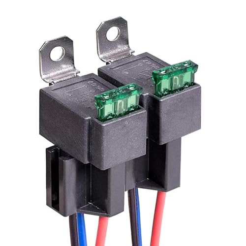 2 Stück 12V Sicherungsrelais 30A ATO/ATC Flachsicherung mit Kabelbaumsatz, 4-polige SPST Relais für den Automobilbereich mit 12 AWG Hochleistungskabeln von Lunpog
