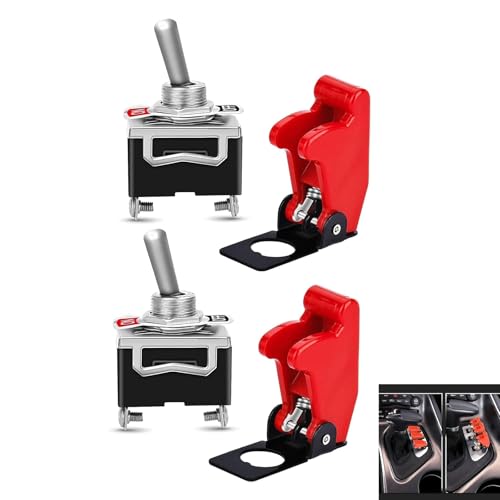 10A/12VDC, 6A/24VDC Kippschalter, EIN/AUS Wippschalter mit Metallhebel, SPST 2-pin Rocker Toggle Switch zum Auto KFZ LKW Boot, 2 Stück von Lunpog