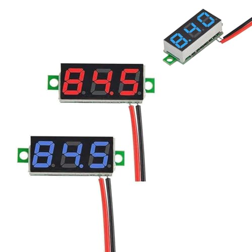 2 Stück 0,28 Zoll Mini Digital Voltmeter, LED-Anzeige Voltmeter, Messbereich DC 2.4-30V, Zwei Drähte Spannungsprüfer,Verpolungsschutz und Genaue Druckmessung (Rot, Blau) von Lunpog