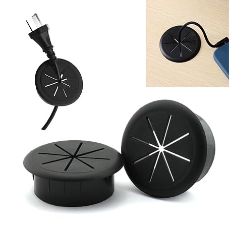 Flexibel Kabeldurchführung 2 Stück 60 mm Kabeldurchführungen Kabeldurchführung Kabeldurchlass Kabel Durchführungen Kunststoff für Schreibtische Büro Arbeitsplatten Schwarz von Lunpog