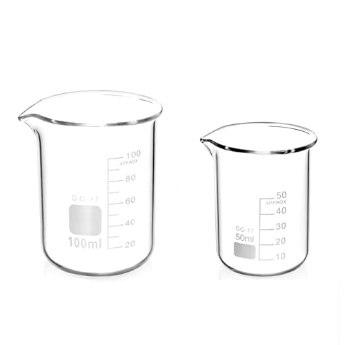 2 Stück Abgestufter Messbecher Glas Becherglas 50ml 100ml Set für Labor-Messbecher Küche von Lunpog