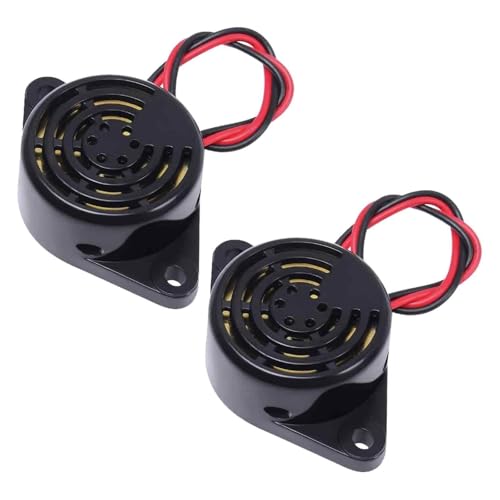 2 Stück Elektronischer Summer Alarm, DC 24V Aktiver Piezo Buzzer, 100dB Lauter Warnton, Dauerhafter Signalgeber für Sicherheits und Warnsysteme von Lunpog
