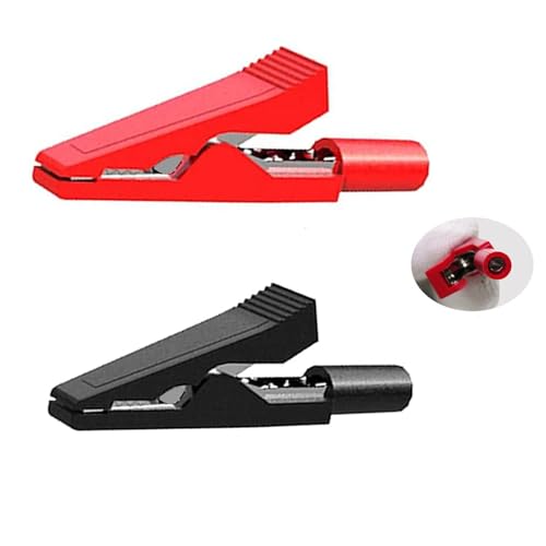 2 Stück Isolierte Krokodilklemmen, elektrische Krokodilklemmen für 2mm Prüfspitzen, vollisolierte Krokodilklemmen, Sicherheitsprüfung Alligator-Clip, für Batterieladung, Notbatterieanschluss von Lunpog